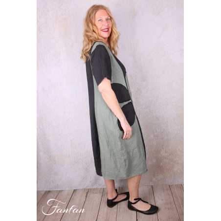 Grizas Robe 91830-L532-17 en lin noir et vert