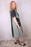 Grizas Robe 91830-L532-17 en lin noir et vert