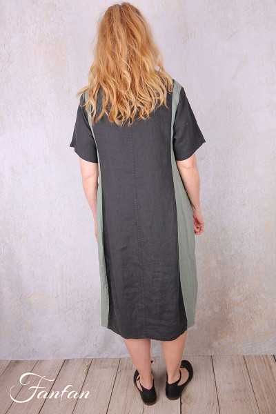 Grizas Robe 91830-L532-17 en lin noir et vert