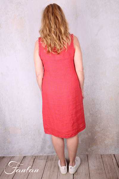Grizas Robe 91884-L-422 en lin gaufré rouge et orange