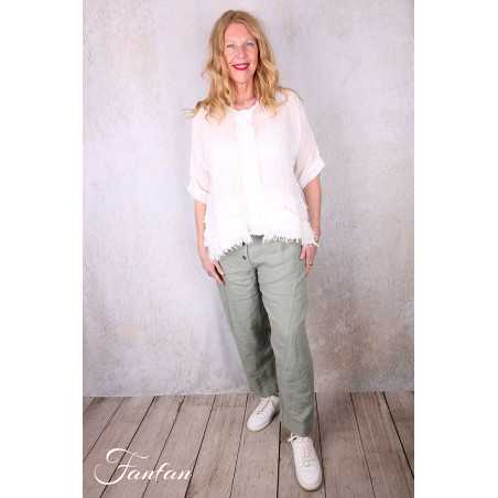 Grizas Blouse 52762-L6 en lin blanc
