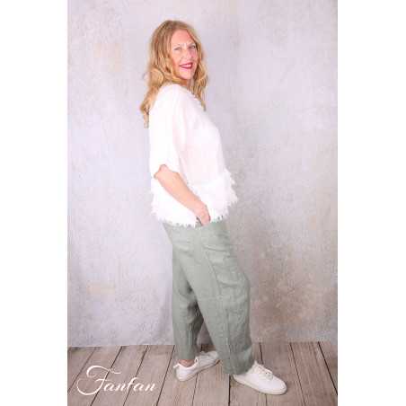 Grizas Blouse 52762-L6 en lin blanc