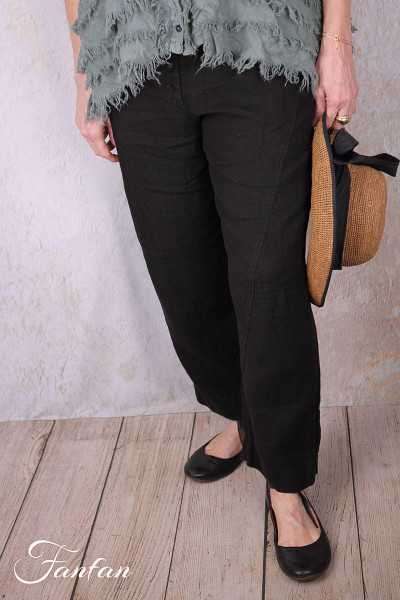Grizas Pantalon en lin 3856-L257-T159 noir