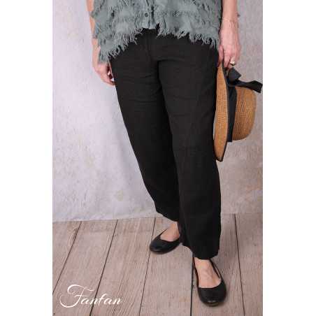Grizas Pantalon en lin 3856-L257-T159 noir