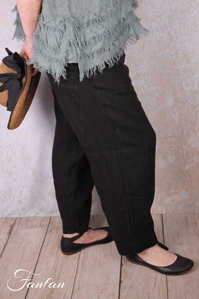 Grizas Pantalon en lin 3856-L257-T159 noir