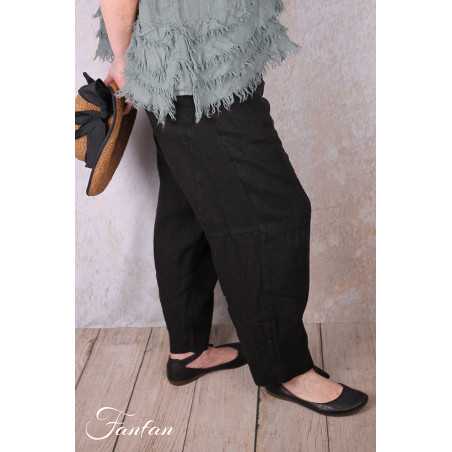 Grizas Pantalon en lin 3856-L257-T159 noir