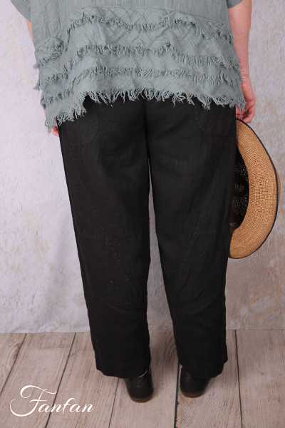 Grizas Pantalon en lin 3856-L257-T159 noir