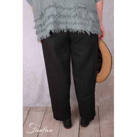 Grizas Pantalon en lin 3856-L257-T159 noir
