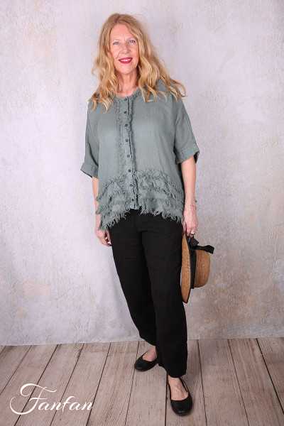 Grizas Pantalon en lin 3856-L257-T159 noir