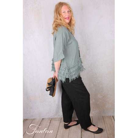 Grizas Pantalon en lin 3856-L257-T159 noir