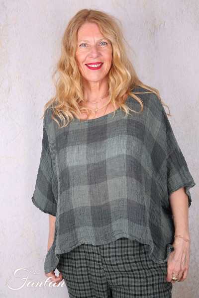 Grizas Top 52745-L-416 en lin gaufré vert