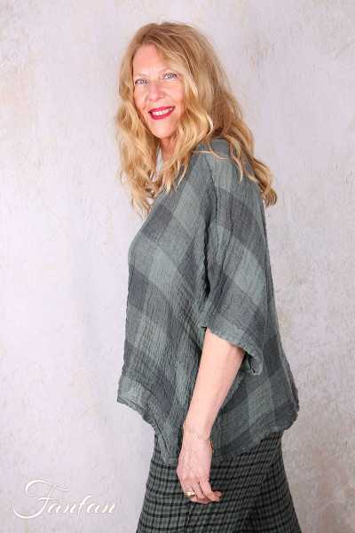 Grizas Top 52745-L-416 en lin gaufré vert