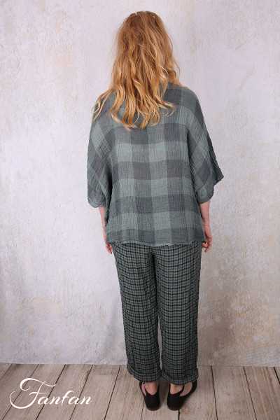 Grizas Top 52745-L-416 en lin gaufré vert