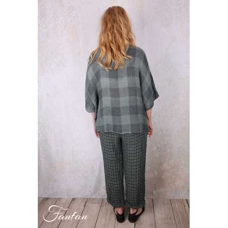 Grizas Top 52745-L-416 en lin gaufré vert