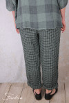 Grizas Pantalon 3713-L-425 lin gaufré petit carreau vert et noir