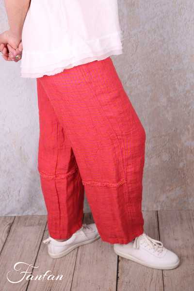 Grizas Pantalon 3858-L-422 en lin gaufré rouge et orange