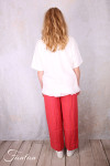 Grizas Pantalon 3858-L-422 en lin gaufré rouge et orange