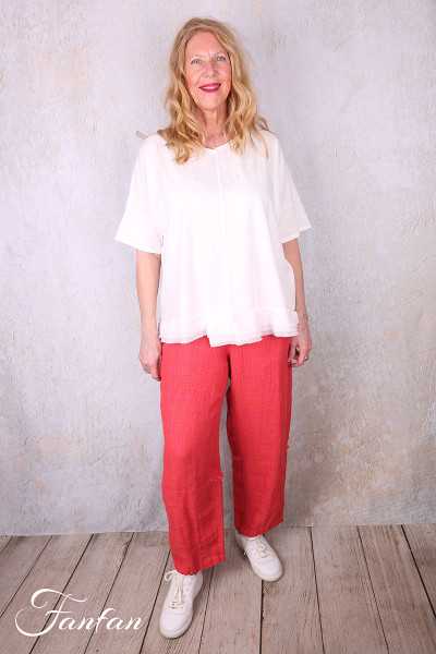 Grizas Pantalon 3858-L-422 en lin gaufré rouge et orange
