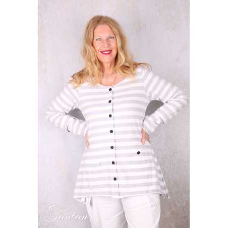 PLÜ-Plus la vie Cardigan 5082 Cement stripe