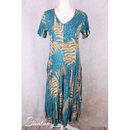 Orientique Robe Ponta Verde 40203 Godet manches courtes