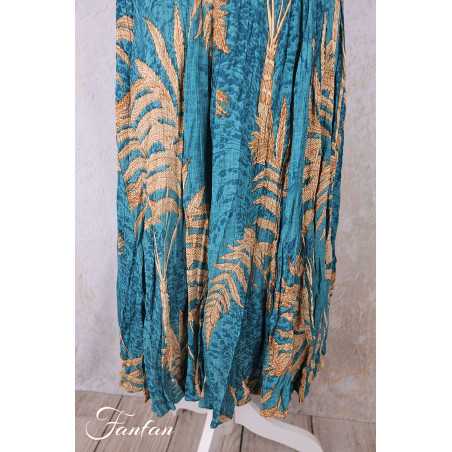 Orientique Robe Ponta Verde 40203 Godet manches courtes