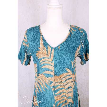 Orientique Robe Ponta Verde 40203 Godet manches courtes