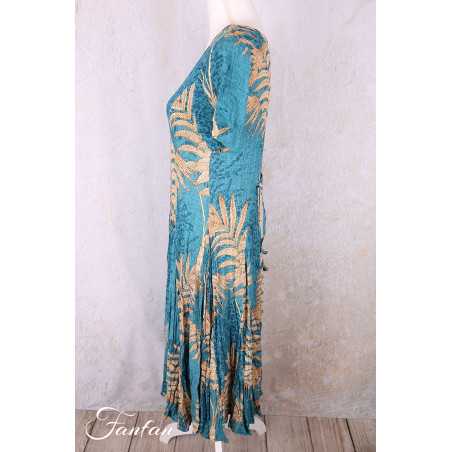 Orientique Robe Ponta Verde 40203 Godet manches courtes