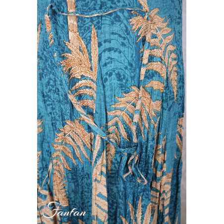 Orientique Robe Ponta Verde 40203 Godet manches courtes