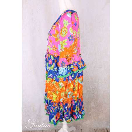 Orientique Robe Miraflores Frill sleeves Layers Mix