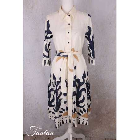 Orientique Robe Nazca 40194 Tie Waist Print