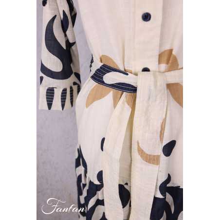Orientique Robe Nazca 40194 Tie Waist Print