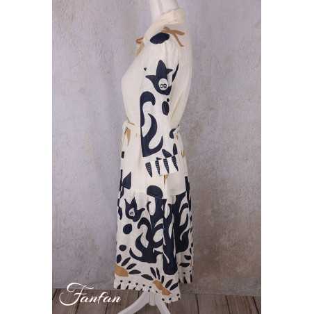 Orientique Robe Nazca 40194 Tie Waist Print