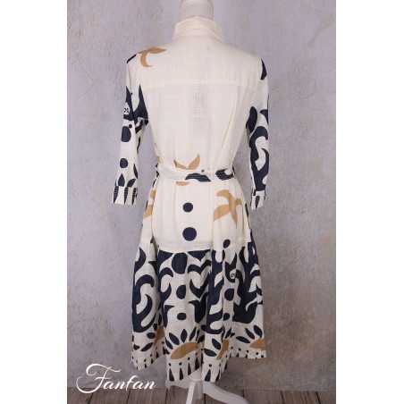 Orientique Robe Nazca 40194 Tie Waist Print