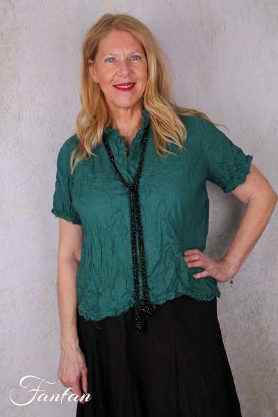 Privatsachen Blouse Applikleid Jade en coton égyptien froissé