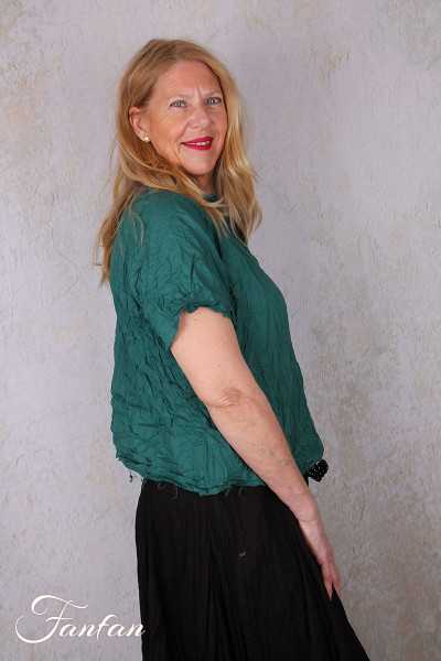 Privatsachen Blouse Applikleid Jade en coton égyptien froissé