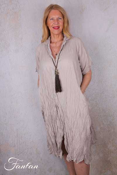 Privatsachen Robe en coton égyptien froissé Kleiderhei Kiesel