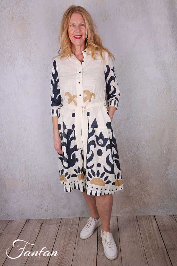 Orientique Robe Nazca 40194 Tie Waist Print