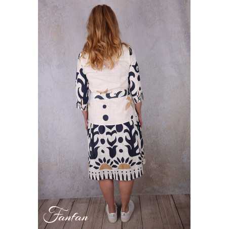 Orientique Robe Nazca 40194 Tie Waist Print