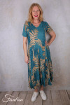Orientique Robe Ponta Verde 40203 Godet manches courtes