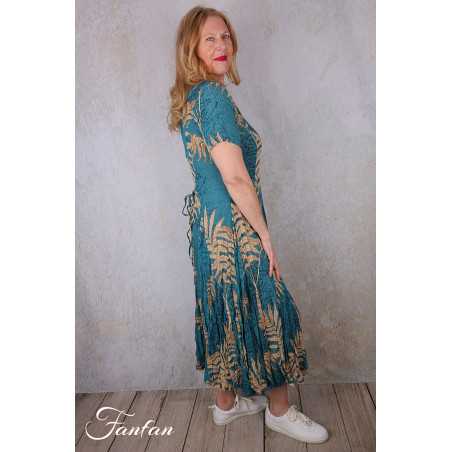 Orientique Robe Ponta Verde 40203 Godet manches courtes