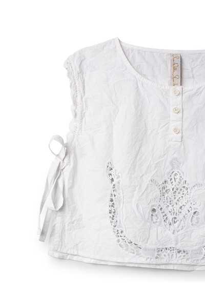 Ewa i Walla Gilet Astri 77628 Broderie Coton Bio Blanc