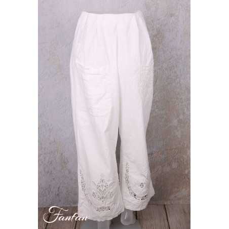 Ewa i Walla Pantalon Ejrin white 11441 Dentelle Coton Bio