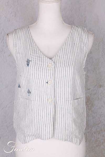 Ewa I Walla gilet Pomona 33413 lin rayé