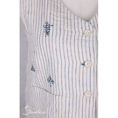 Ewa I Walla gilet Pomona 33413 lin rayé