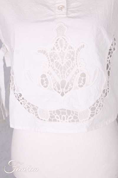 Ewa i Walla Gilet Astri 77628 Broderie Coton Bio Blanc