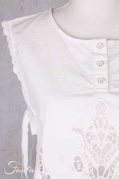 Ewa i Walla Gilet Astri 77628 Broderie Coton Bio Blanc