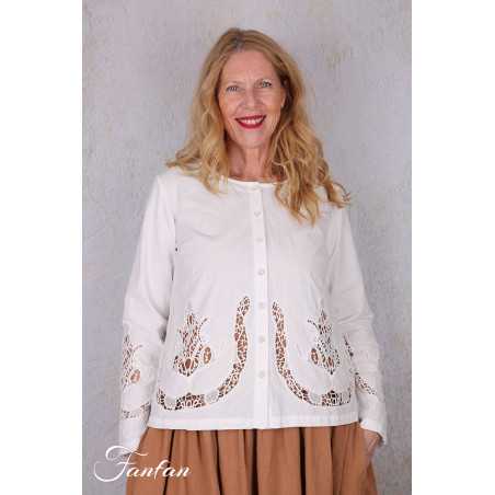 Ewa i Walla Blouse Trinity 44191 Broderie coton bio blanc