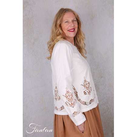 Ewa i Walla Blouse Trinity 44191 Broderie coton bio blanc