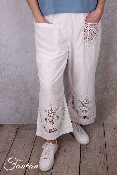Ewa i Walla Pantalon Ejrin white 11441 Dentelle Coton Bio