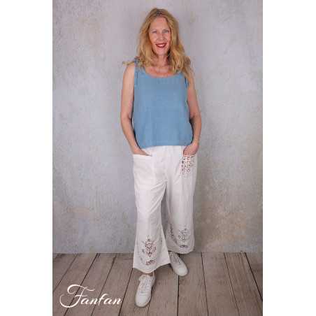 Ewa i Walla Pantalon Ejrin white 11441 Dentelle Coton Bio